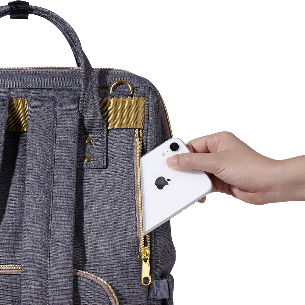 SUNVENO Diaper Bag - XL - Grey with SUNVENO Stroller Hooks