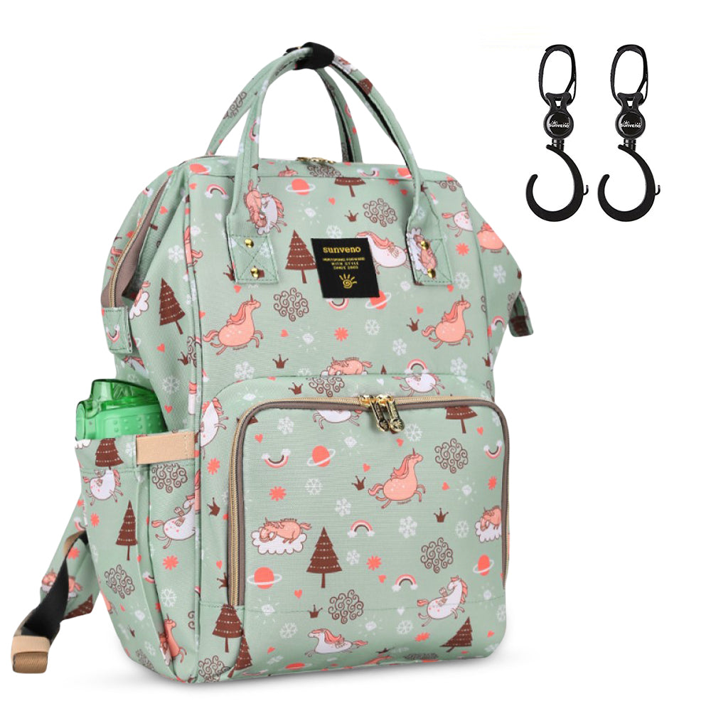 SUNVENO Diaper Bag Green Dream XL w/SUNVENO Stroller Hooks