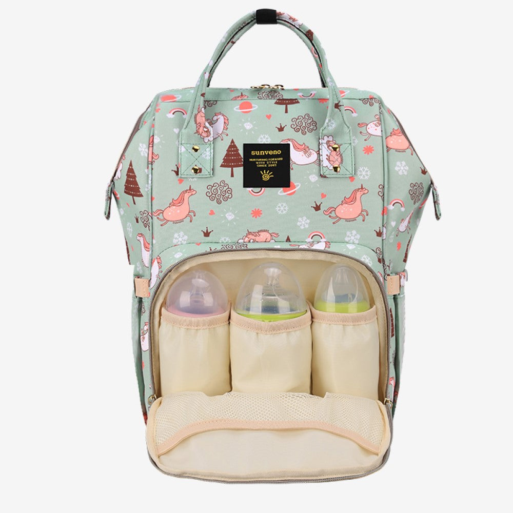 SUNVENO Diaper Bag Green Dream XL w/SUNVENO Stroller Hooks