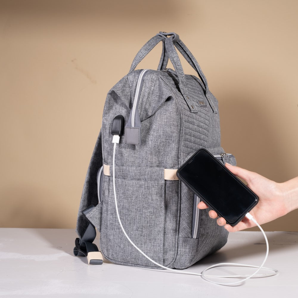 SUNVENO Diaper Bag + Diaper Caddy - Nova Grey