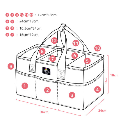 SUNVENO Diaper Bag + Diaper Caddy - Nova Grey