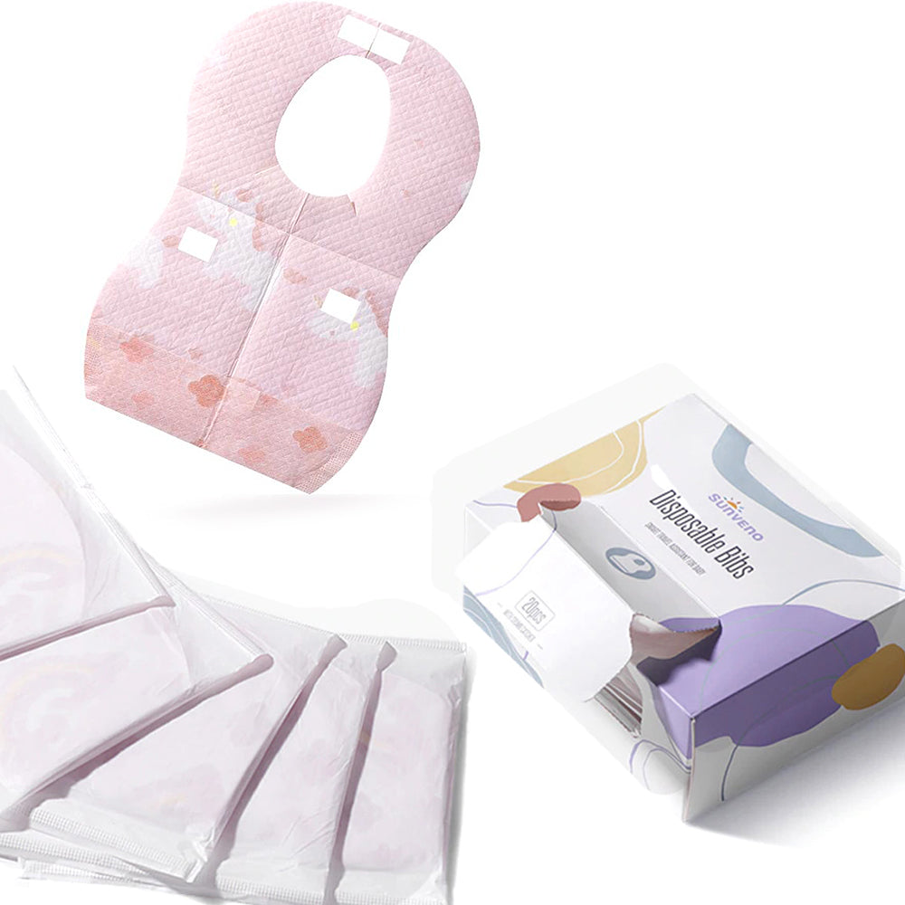 SUNVENO Disposable Baby Bibs - 20 pcs - Pink