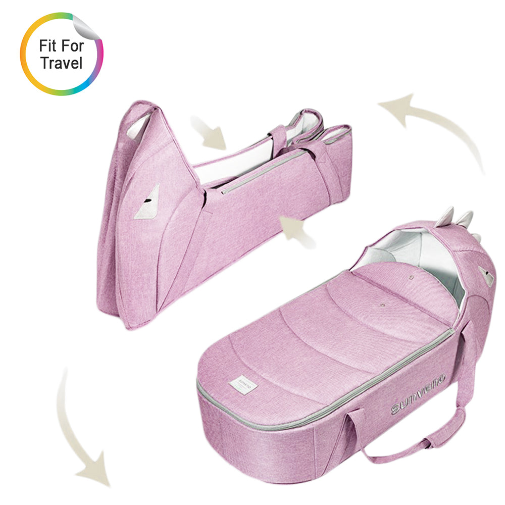SUNVENO Foldable Travel Carry Cot - Pink