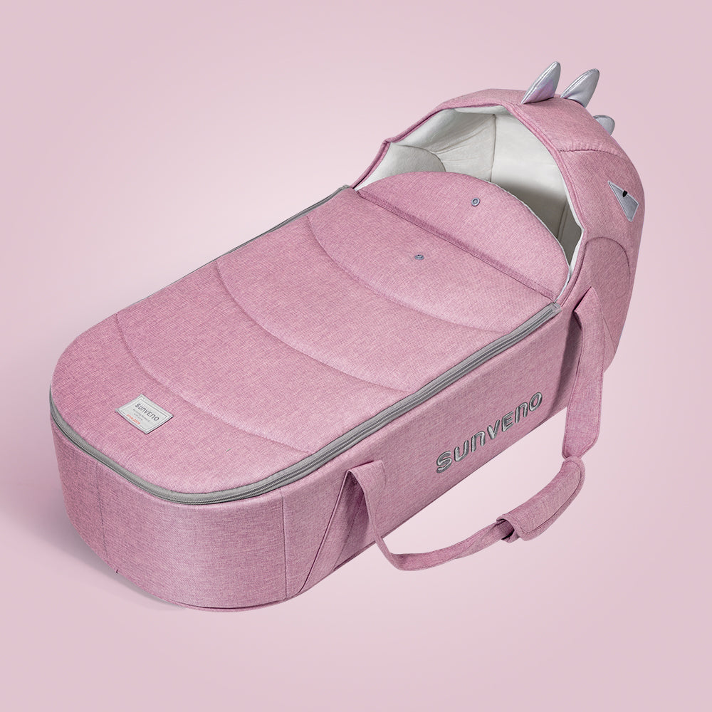 SUNVENO Foldable Travel Carry Cot - Pink