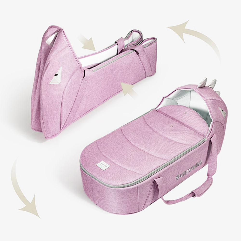 SUNVENO Foldable Travel Carry Cot - Pink