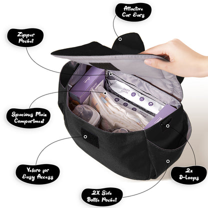 SUNVENO Meow Stroller Diaper Bag - Black