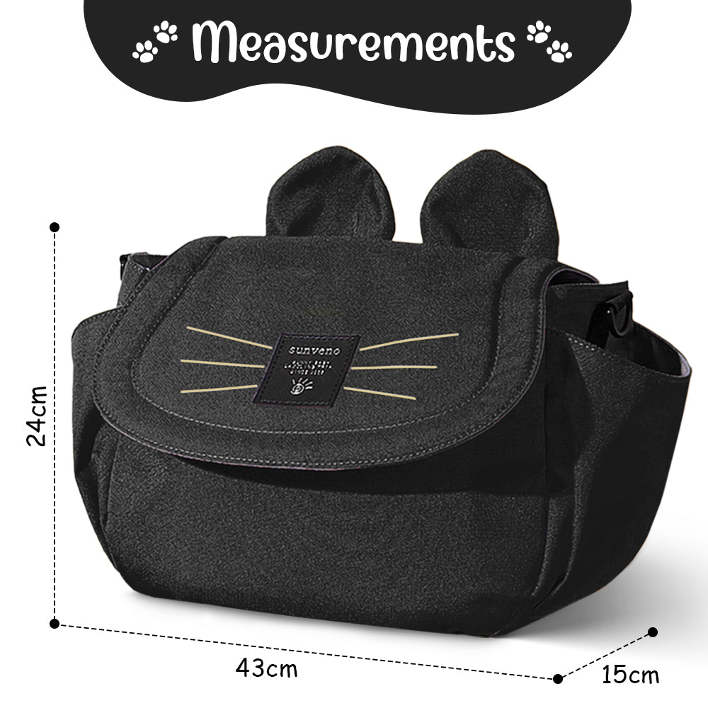 SUNVENO Meow Stroller Diaper Bag - Black