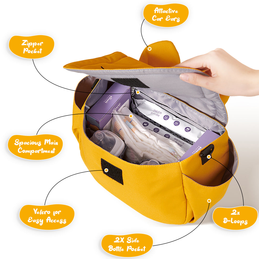 SUNVENO Meow Stroller Diaper Bag - Yellow