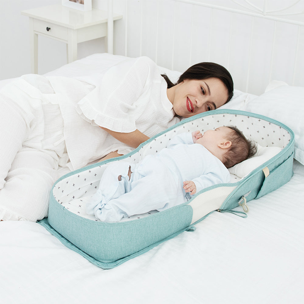SUNVENO Portable Baby Bed & bag - Sea Green