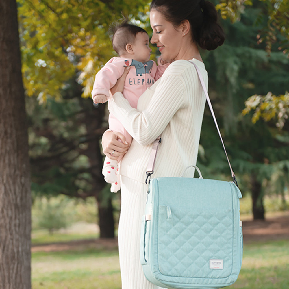 SUNVENO Portable Baby Bed & bag - Sea Green