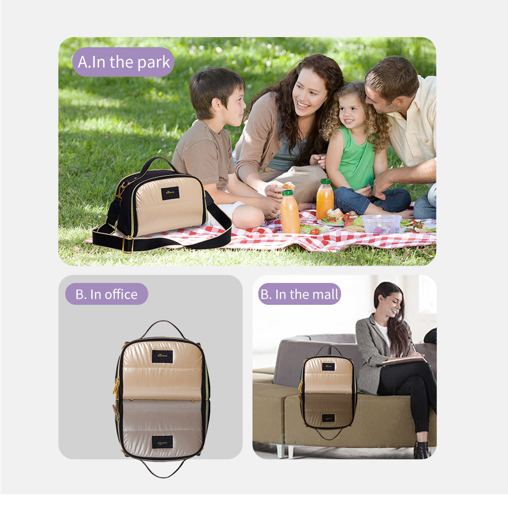 Sunveno Thermal Insulated Lunch Bag/Milk Bag - Gold Large