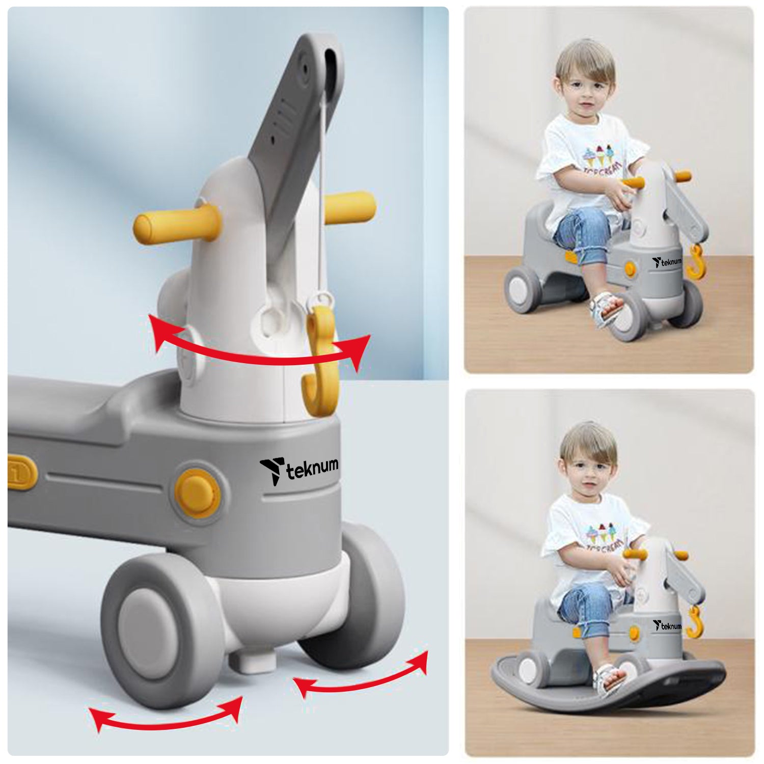 TEKNUM 2in1 Rock Ride On - Grey