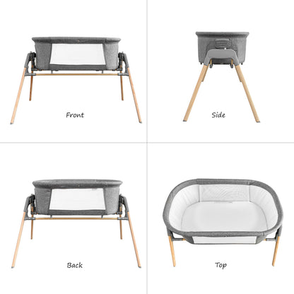 TEKNUM 3 - IN - 1 Baby Rocker Bassinet/Infant Crib w/Mosquito net - Grey