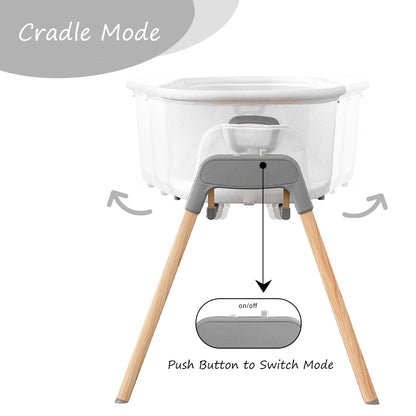 TEKNUM 3 - IN - 1 Baby Rocker Bassinet/Infant Crib w/Mosquito net - White