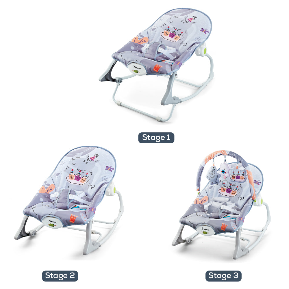 TEKNUM 3In1 Rocker/Baby Seat/Recliner with Soothing Music - Party Grey