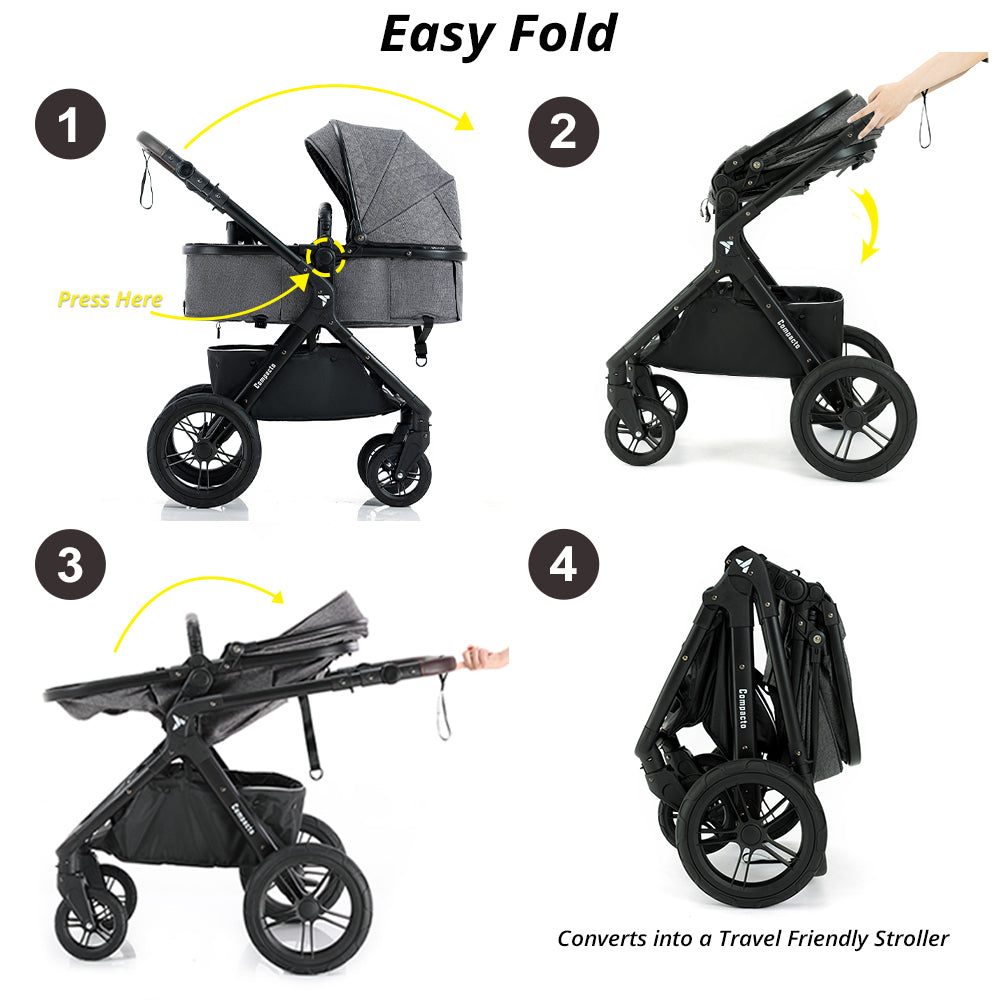TEKNUM 3in1 Compacto Travel Stroller - Dark Grey
