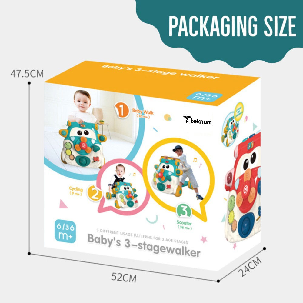 TEKNUM 3 - IN - 1 Baby Walker/Kids Cycle/Scooter Skates w/Musical keyboard - Green