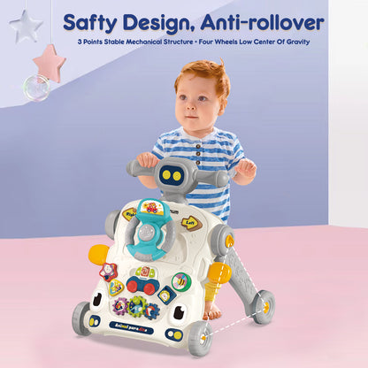 TEKNUM 3 - IN - 1 Baby Walker/Learning Table Mode/Game Panel Mode with Musical keyboard - Grey