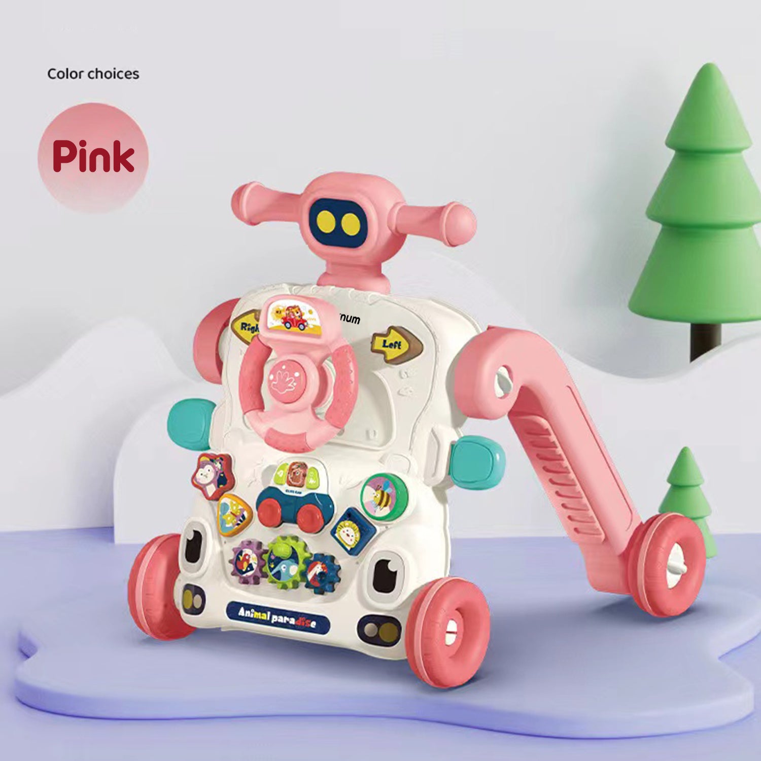 TEKNUM 3 - IN - 1 Baby Walker/Learning Table Mode/Game Panel Mode with Musical keyboard - Pink