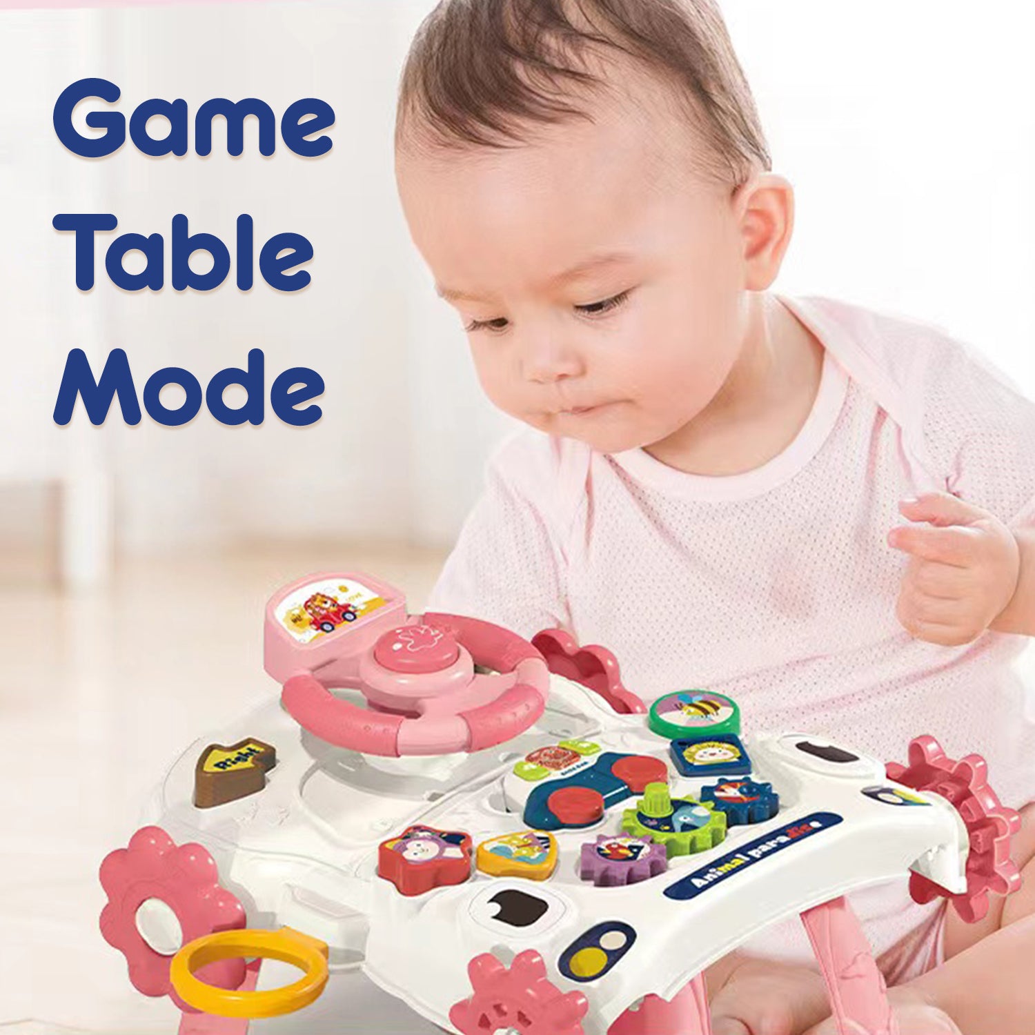 TEKNUM 3 - IN - 1 Baby Walker/Learning Table Mode/Game Panel Mode with Musical keyboard - Pink