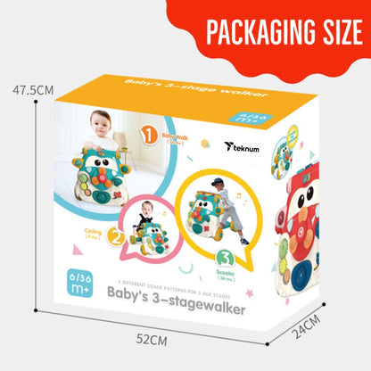 TEKNUM 3 - IN - 1 Baby Walker/Kids Cycle/Scooter Skates w/Musical keyboard - Red