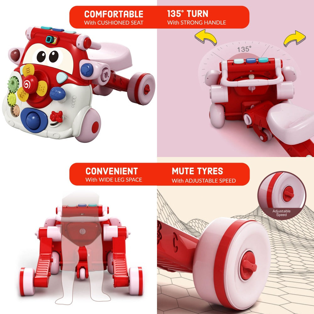 TEKNUM 3 - IN - 1 Baby Walker/Kids Cycle/Scooter Skates w/Musical keyboard - Red