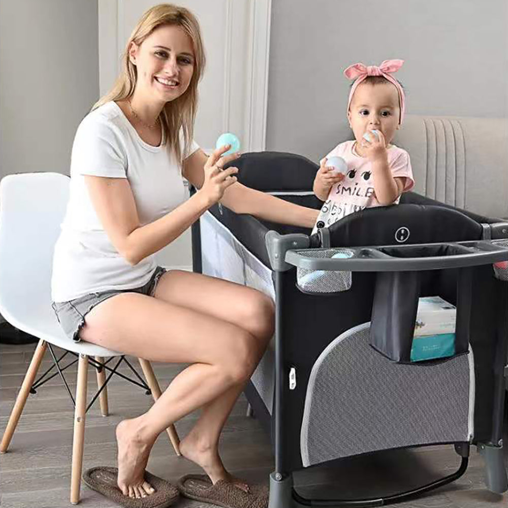 TEKNUM 4 in 1 Baby Bedside Co - Sleeper Bassinet and Playpen wt Rocker Black