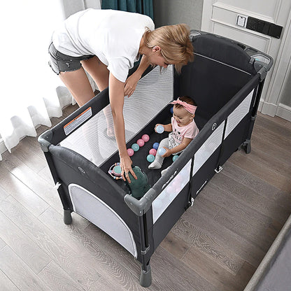 TEKNUM 4 in 1 Baby Bedside Co - Sleeper Bassinet and Playpen wt Rocker Grey