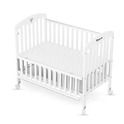 TEKNUM - سرير خشبي جانبي 4 في 1 مع مساحة تخزين وتعديل الارتفاع - أبيض