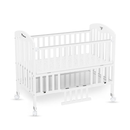 TEKNUM - سرير خشبي جانبي 4 في 1 مع مساحة تخزين وتعديل الارتفاع - أبيض