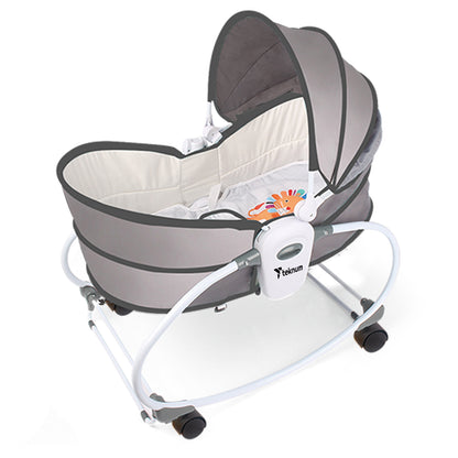 TEKNUM 6 - in - 1 Cozy Rocker Bassinet with Wheels, Awning & Mosquito net - Grey