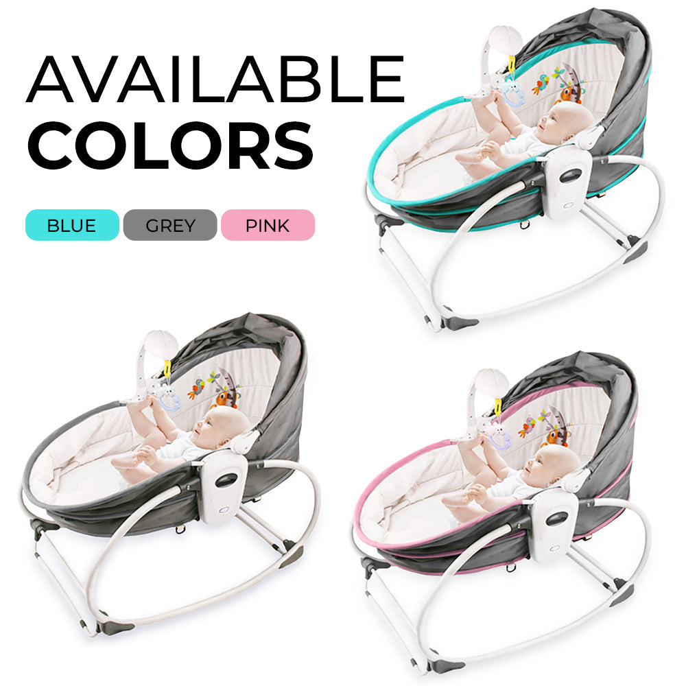 TEKNUM 6 - in - 1 Cozy Rocker Bassinet with Wheels, Awning & Mosquito net - Pink