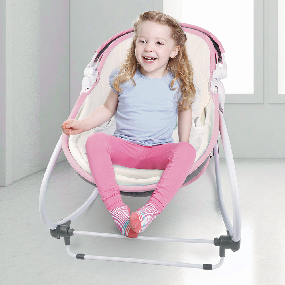 TEKNUM 6 - in - 1 Cozy Rocker Bassinet with Wheels, Awning & Mosquito net - Pink