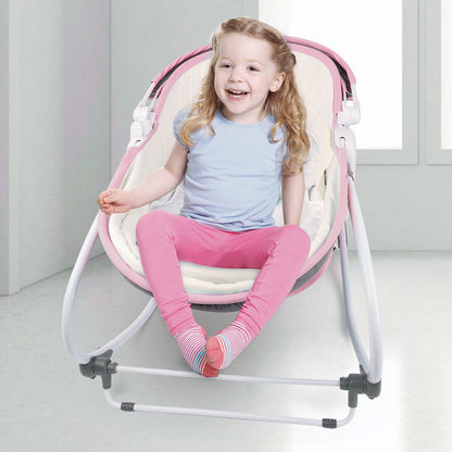 TEKNUM 6 - in - 1 Cozy Rocker Bassinet with Wheels, Awning & Mosquito net - Pink