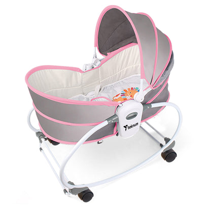 TEKNUM 6 - in - 1 Cozy Rocker Bassinet with Wheels, Awning & Mosquito net - Pink