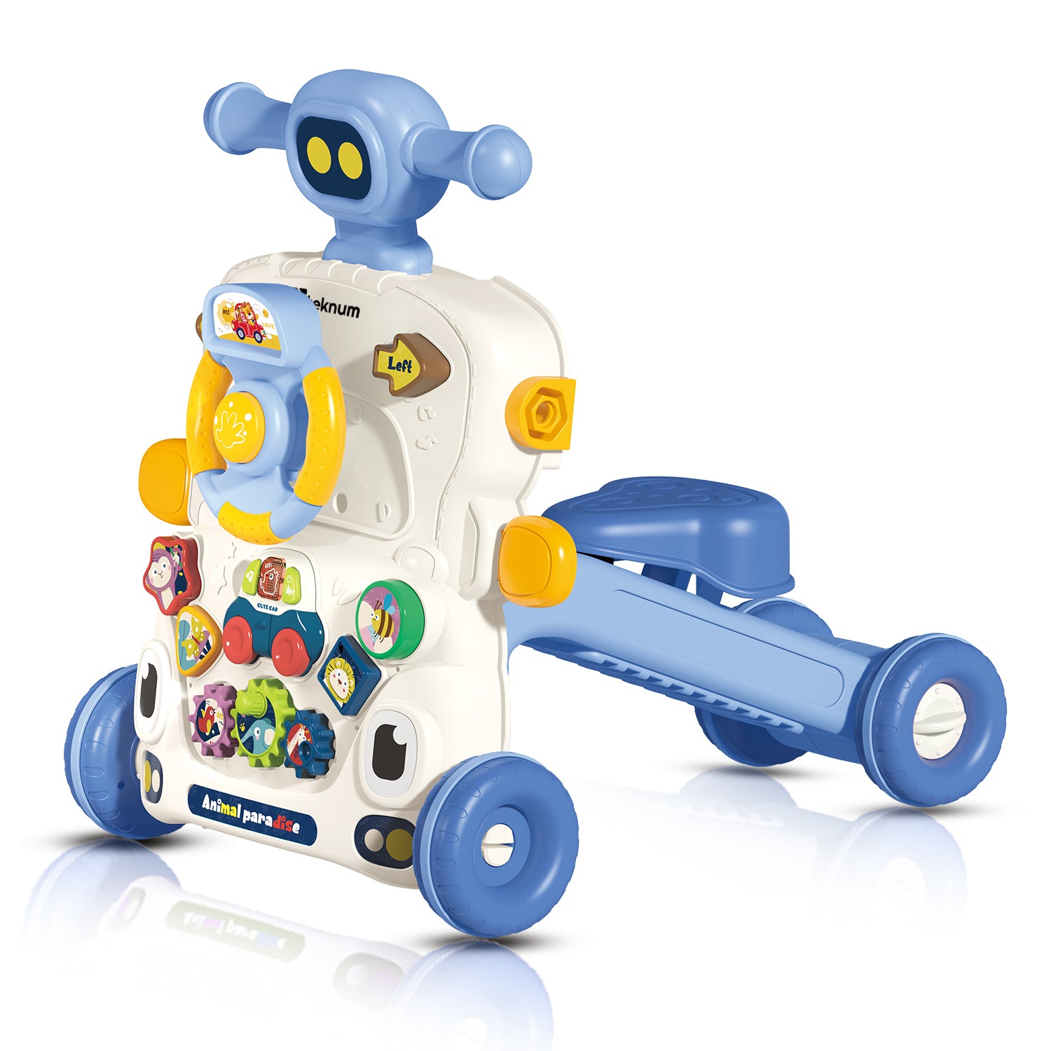 TEKNUM 5 - IN - 1 Baby Walker/Learning Table Mode/Game Panel Mode/Scooter Mode/Roller Coaster Mode with Musical keyboard - Blue