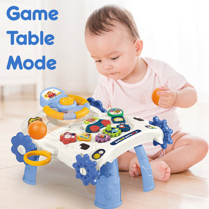 TEKNUM 5 - IN - 1 Baby Walker/Learning Table Mode/Game Panel Mode/Scooter Mode/Roller Coaster Mode with Musical keyboard - Blue