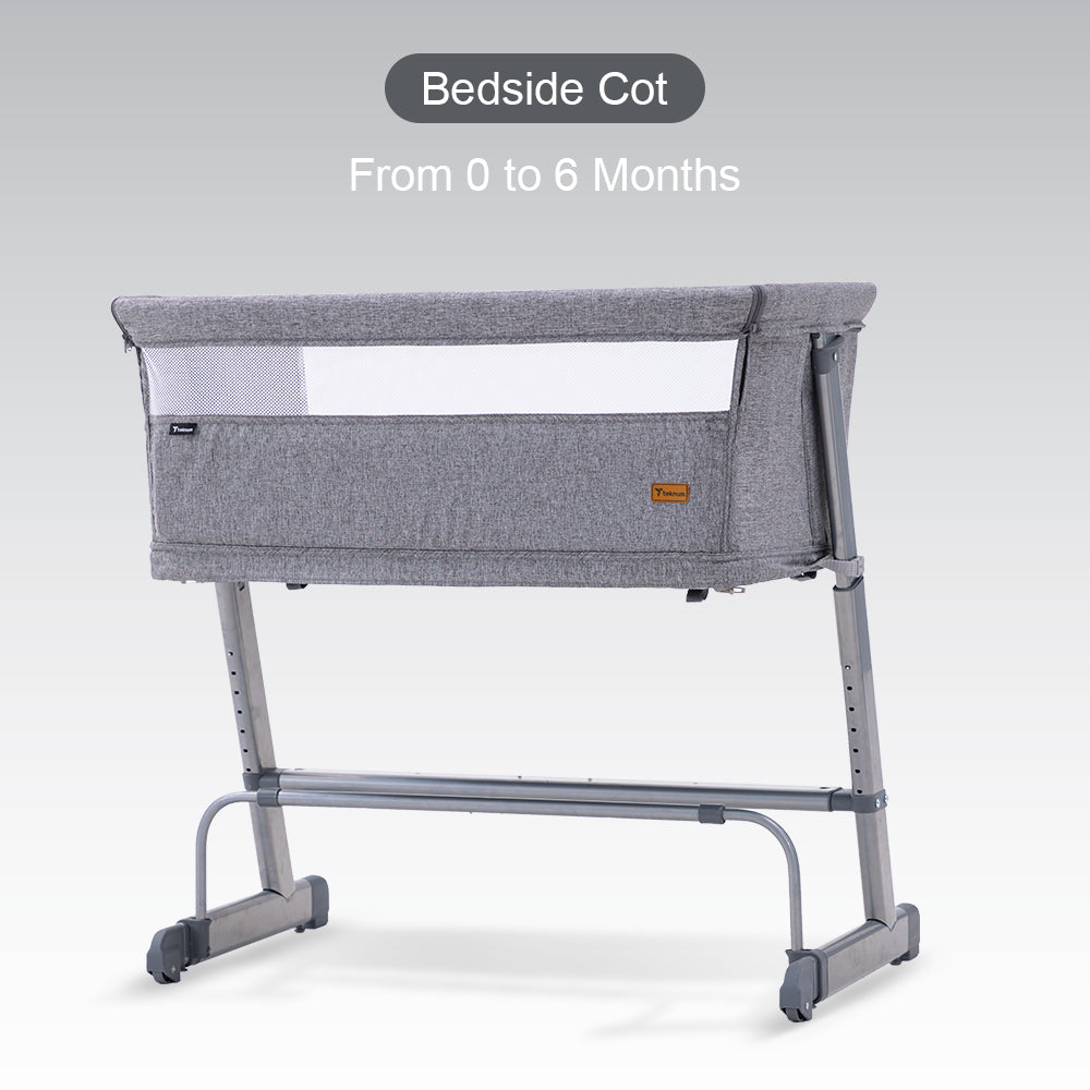 TEKNUM All In One, 0-4 Years Bedside Crib Cot & Sofa Expansion Pack - Grey