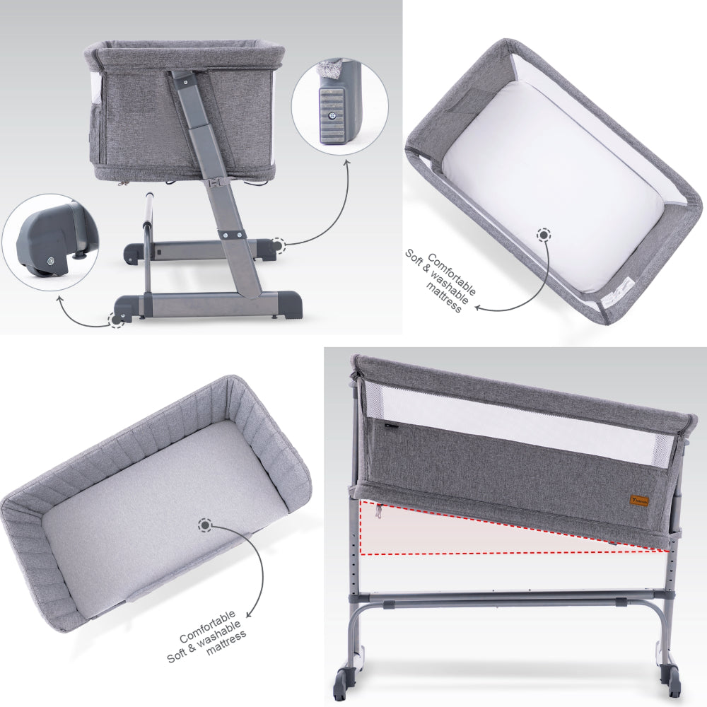 TEKNUM All In One, 0-4 Years Bedside Crib Cot & Sofa Expansion Pack - Grey