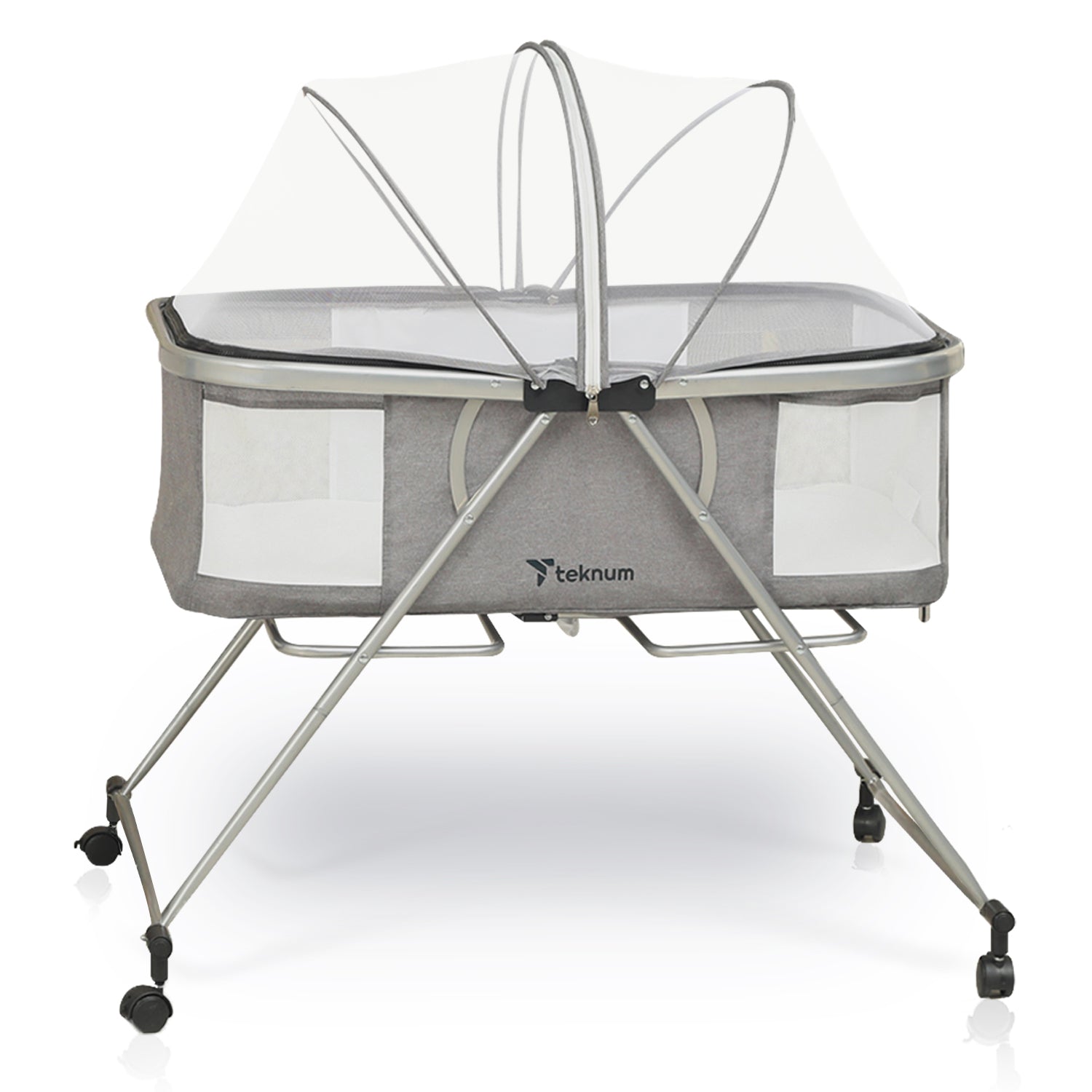 TEKNUM 3 - IN - 1 Baby Cot/Cradle w/Mosquito net & Wheels - Dark Grey