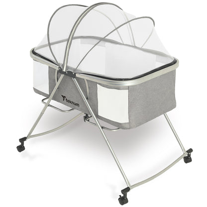 TEKNUM 3 - IN - 1 Baby Cot/Cradle w/Mosquito net & Wheels - Dark Grey