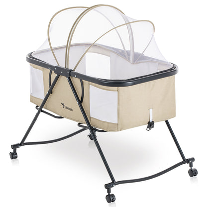TEKNUM 3-IN-1 Baby Cot/Cradle w/Mosquito net & Wheels – Ivory