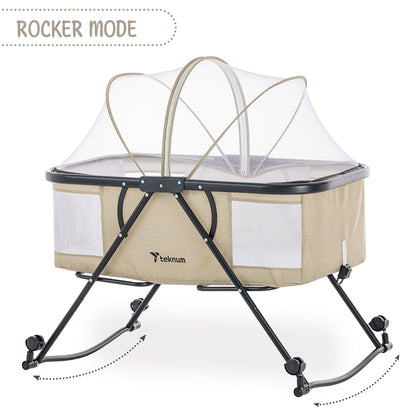 TEKNUM 3-IN-1 Baby Cot/Cradle w/Mosquito net & Wheels – Ivory