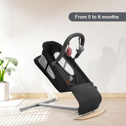 TEKNUM Baby Bouncer w/Grab Toys - Wooden Black