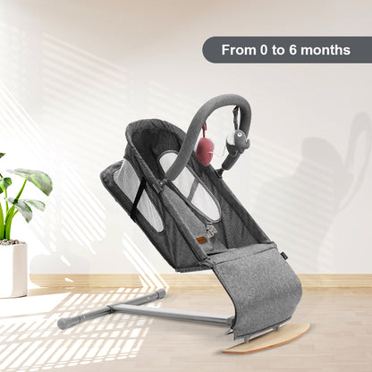 TEKNUM Baby Bouncer w/Grab Toys - Wooden Dark Grey