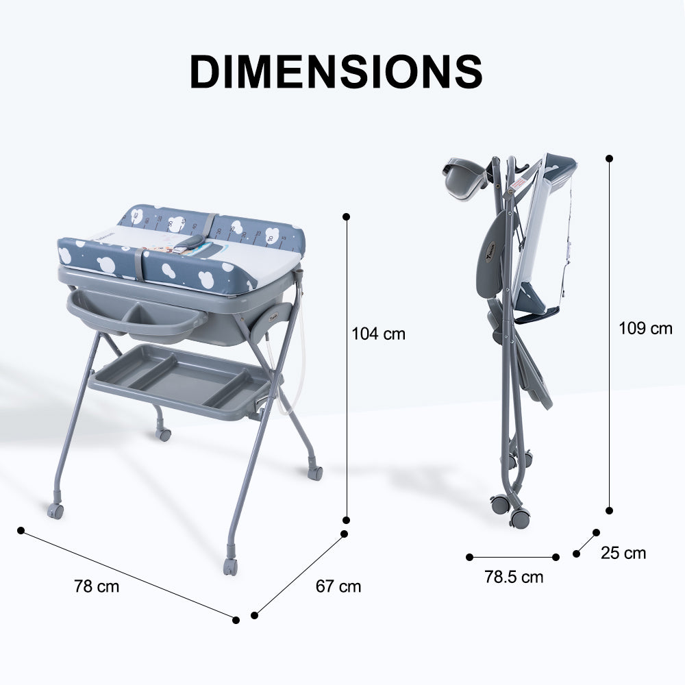 Teknum 2-in-1 Baby Bath & Changing Table - Dark Grey