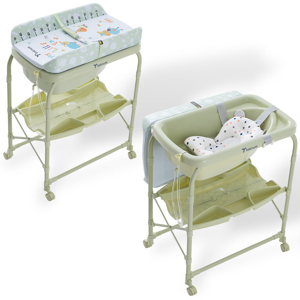 Teknum 2-In-1 Bath Tub & Changing Table - Green
