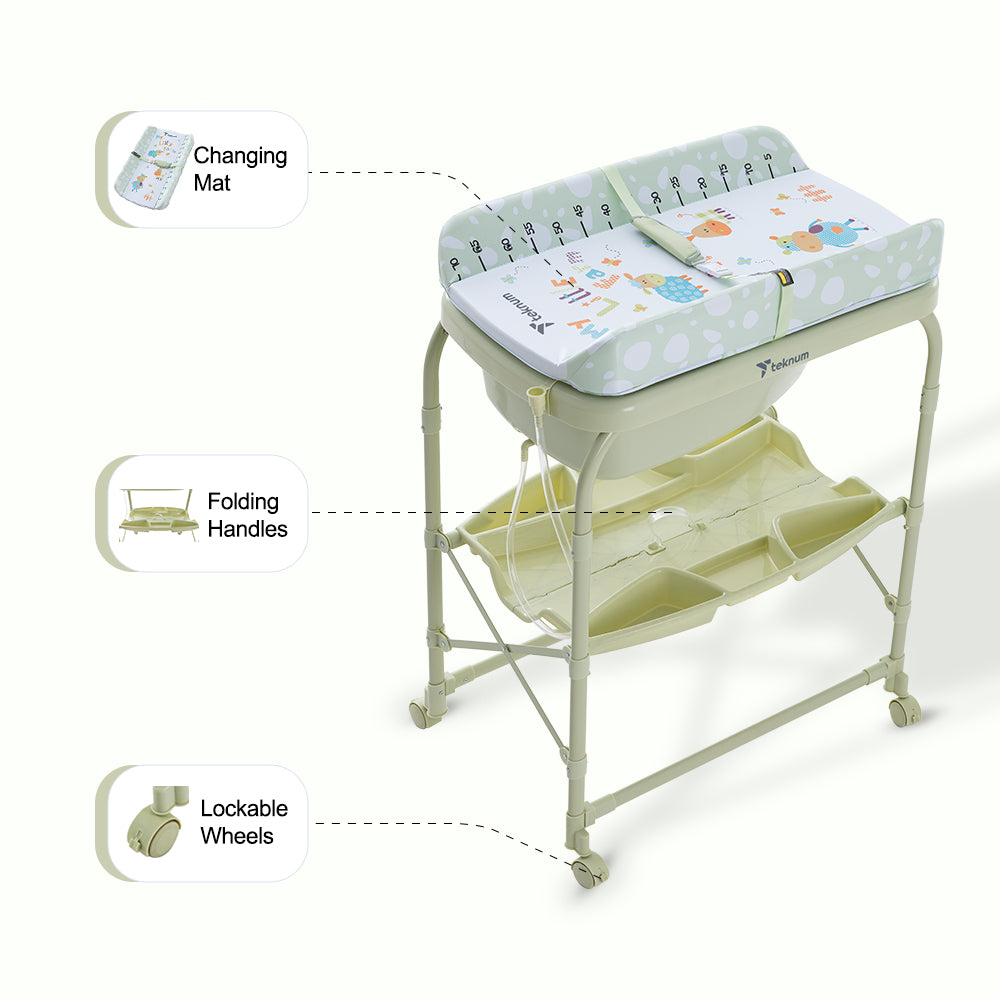Teknum 2-In-1 Bath Tub & Changing Table - Green