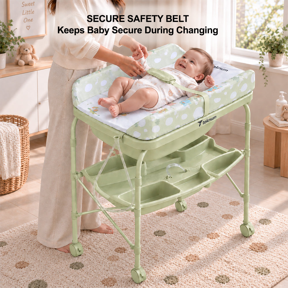 Teknum 2-In-1 Bath Tub & Changing Table - Green