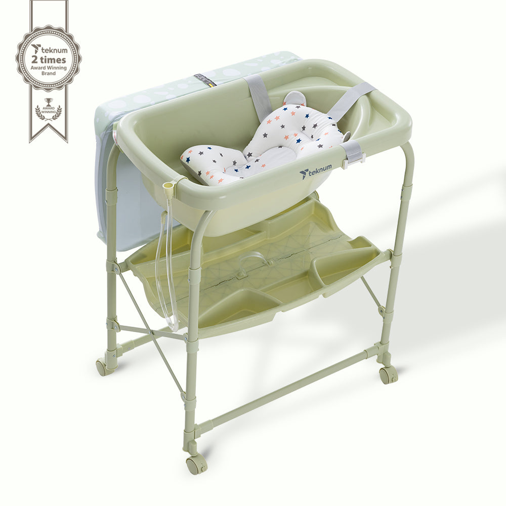 Teknum 2-In-1 Bath Tub & Changing Table - Green